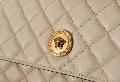 Versace White Nappa Leather Medusa Evening Bag